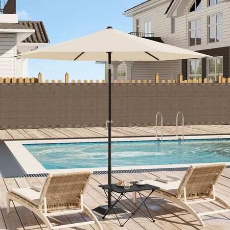 WOLTU Sonnenschirm Balkonschirm Φ270cm Strandschirm UV-beständig wasserdicht Sonnenschutz, höhenverstellbar, 45°knickbar, mit Handkurbel Tragetasche, Balkon Terrasse Strand Garten, sechseckig, Beige