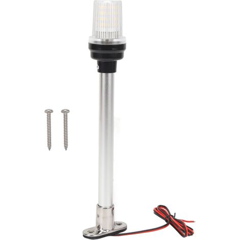 Feu de tête de mât LED 63 lampes 12V, visibilité 360° pour bateau, poteau arrière en acier inoxydable 316, base robuste, idéal pêche, yacht et navire. (1/5)