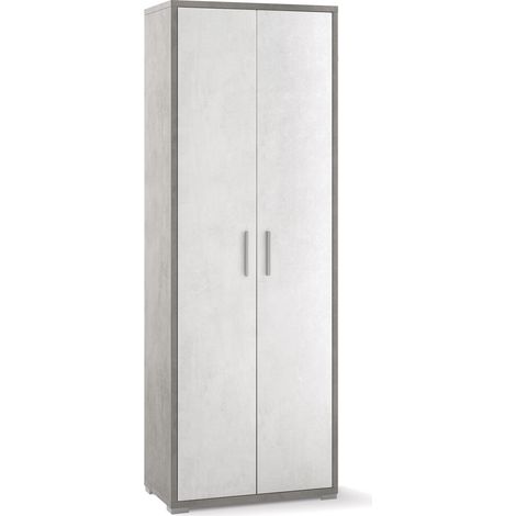 Armadio 2 Ante 71x199x41 cm Cemento/Ossido Bianco (1/2)