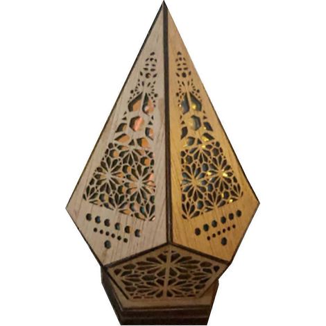 Lampe sur pied bohème en bois avec port USB, luminaire géométrique moderne pour salon et chambre, style ethnique chic (1/5)