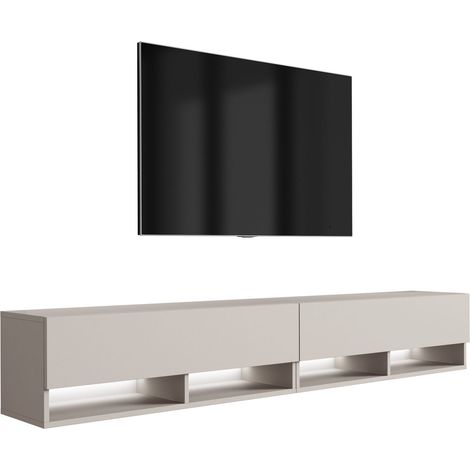 Meuble TV : (2 x 100) Cachemire, LED blanc, 200 × 32 × 34 cm (1/5)