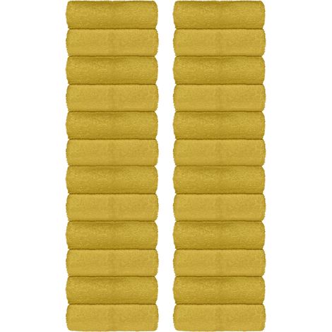 Set Asciugamani Bagno 100% Cotone Super Assorbenti Telo Doccia Spugna Professionali Salvietta Lavetta Viso Asciugamano Salviette Teli Asciugamano Ospite Qualità Hotel Lavette 24 Salviette viso - Oro