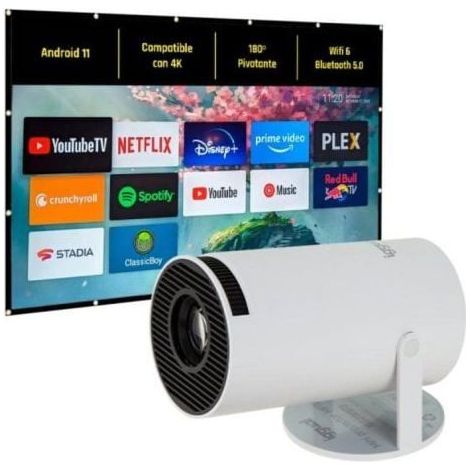 Proyector iggual 720p 120 Lúmenes LCD MP720p Wifi 6 Bluetooth Android 11 Corrección ±40°