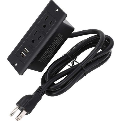Konferenz-Einbausteckdose für Tischmöbel, 2 AC-Steckdosen, 2 USB-Anschlüsse, 1,5 m Kabel (1/4)