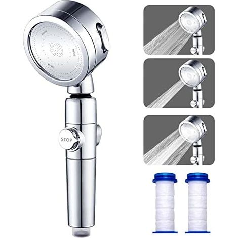 ZOLGINAH Pommeau de Douche Haute Pression 3 Modes D'économie D'eau Douchette Douche Salle de Bain, Pomme de Douche Rotatif à 360° avec 2 Systèmes de Filtration (1/2)
