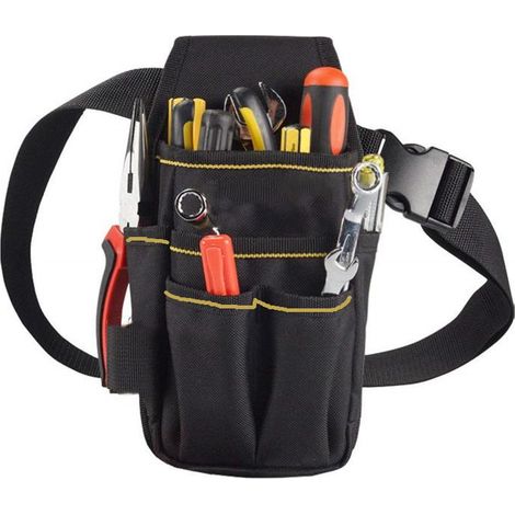 Leichte, verstellbare Werkzeugtasche für den Gürtel, 25,5 x 12,5 x 3 cm (Schwarz), Organizer, Elektriker-Werkzeughalter, Reparaturset (1/5)