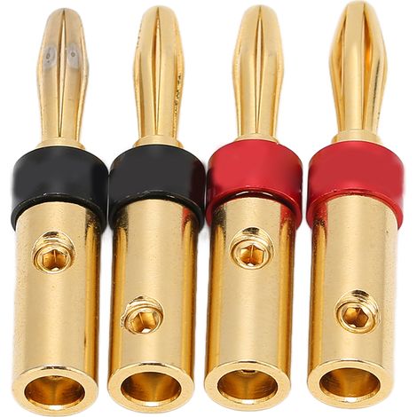 Preffair 4 Connecteurs Banane Dorés 24K Haute Qualité pour Câbles Enceintes - Lot de 4 Pièces (1/5)