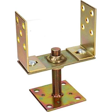 KOTARBAU Support de poteau en U 130-160 mm Douille Réglable Base de poteau avec Écrou Pied de poteau à visser Galvanisé Or