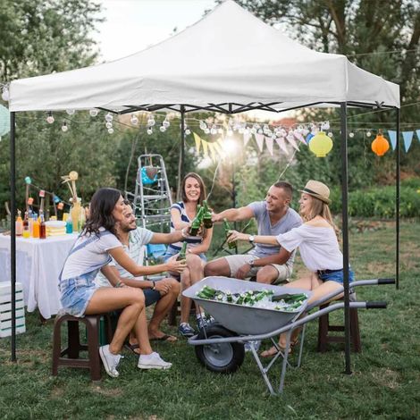 Gazebo 3x3 Pieghevole Impermeabile Richiudibile Fisarmonica Fiera mercato Bianco (1/6)