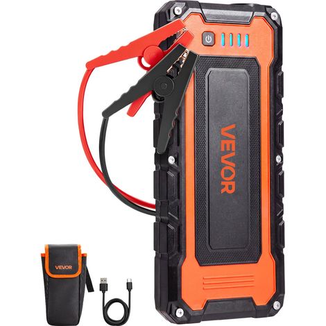 Booster Batterie Voiture 5000A Crête 12V Démarreur Batterie Portable pour Moteurs Essence 9,0 L Diesel 8,0 L, avec Lampe Torche LED Urgence 3 Modes, Sortie USB, Câble Charge, Pochette Rangement (1/5)