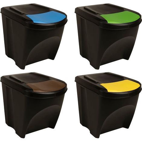vidaXL Cestini per Rifiuti Impilabili 4 pz Antracite 100 L (1/5)