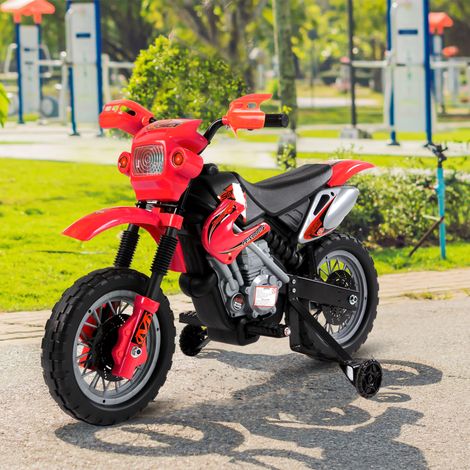 Motocross électrique pour enfants de 3 à 6 ans, 6 V, phare, klaxon, musique, 102 x 53 x 66 cm, rouge et noir (1/5)