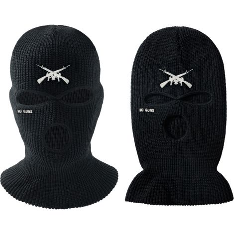 Bonnet tricoté 3 trous avec lettre brodée, cache-visage chaud pour ski, cyclisme, running, noir - idéal sports d'hiver
