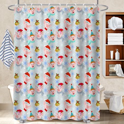 Rideau de douche 180x180 naturel voile de douche pour idée cadeau pour pendaison de crémaillère (1/5)