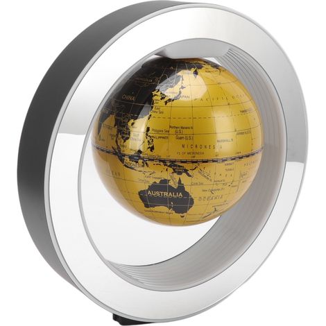 15 cm (6 Zoll) großer, magnetisch schwebender Globus aus ABS-Kunststoff, goldfarben, drehbar, mit LED-Beleuchtung, 100–240 V, EU-Stecker (1/5)