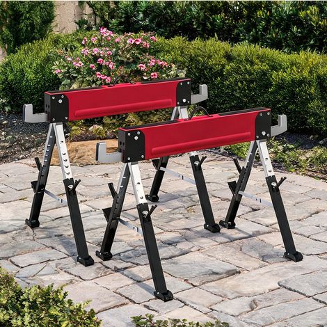 Tréteaux de chantier pliables en métal lot de 2 charge 1160 kg (1/5)