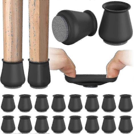 Paquet de 16 embouts de chaise en silicone - Protecteurs de sol antidérapants avec base en feutre (1/4)