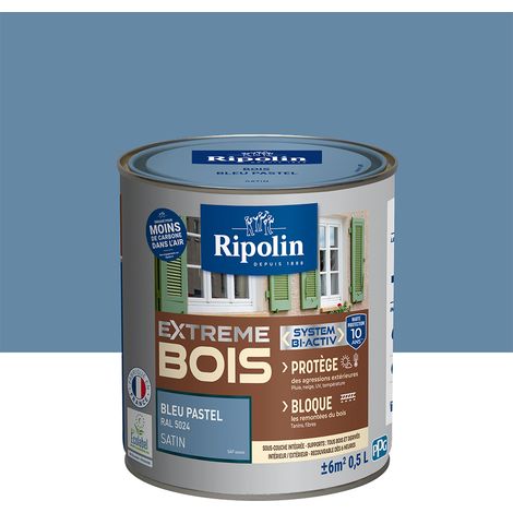 Ripolin – Peinture satin pour bois intérieur et extérieur 0,5L – Résistance intempéries et UV – Barrière anti-pluie – Couleur bleu pastel RAL 5024 (1/5)