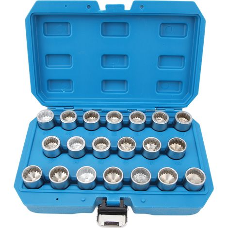 Jeu de 20 douilles extractrices de boulons en acier chrome vanadium, pour retirer et installer écrous de roue. (1/5)