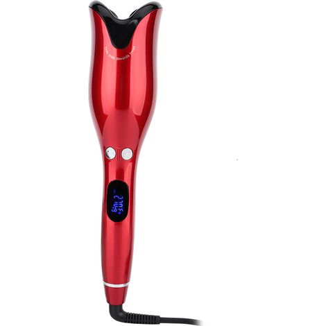 Fer à friser automatique anti-brûlure, sans nœuds, avec écran LCD, rouge (États-Unis). (1/5)