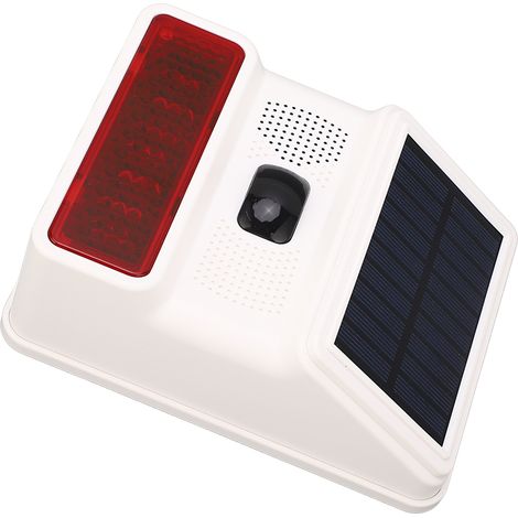 Alarme solaire sans fil DC 5V 433MHz 100dB avec capteur infrarouge, étanche IP65, alarme sonore et lumineuse (1/5)