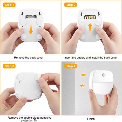 Juego de 3 luces nocturnas LED con sensor de movimiento, funcionan con pilas, para armario, vestidor, cocina, encimera o pared. (1/5)