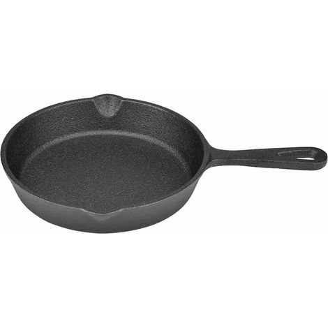 Poêle en fonte grise pré-culottée antiadhésive 16cm ou 20cm noire cuisson uniforme compatible induction gaz four facile entretien robuste (1/4)