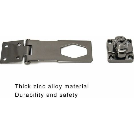Lucchetto di sicurezza antifurto, 4"/10 cm, dispositivo di bloccaggio con chiave e viti per serratura porta d'ingresso porta del garage, nero (1/4)