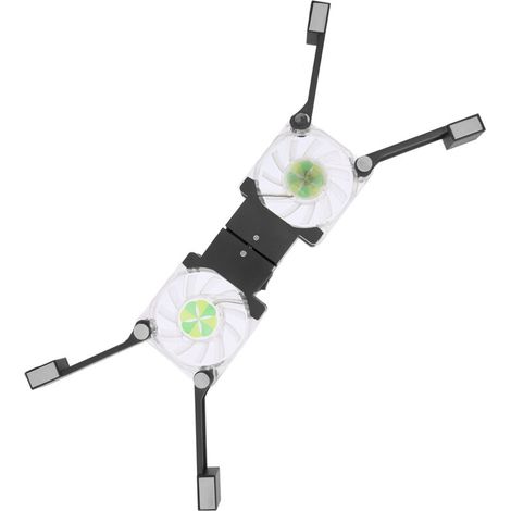 Support d'ordinateur portable rafraîchissant avec double ventilateurs LED bleue - DRS03 (Noir) (1/5)