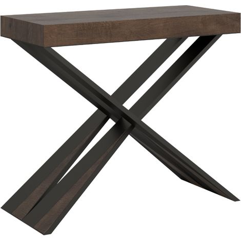 Tavolo consolle "Cagliari" allungabile in legno per sala da pranzo -Allungabile fino a 196 cm / Premium / Noce (1/4)