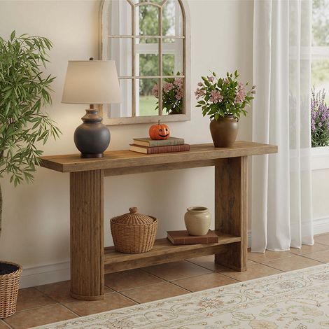 Konsolentisch – 140 x 30 x 80 cm – Rechteckig, Holz – Eingangstisch aus Holz für Wohnzimmer, Flur, Eingangsbereich