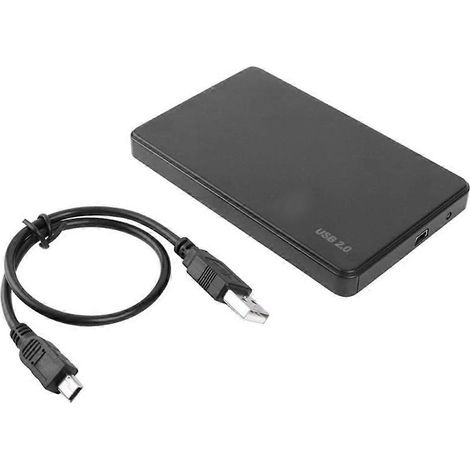 Boîtier pour disque dur USB 2.0 en plastique, ultra-rapide, compatible Windows, pour SSD/HDD SATA 2,5 pouces, étui portable (1/5)