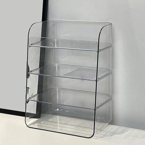 Luxuriöses, transparentes Kosmetikregal – Moderner, minimalistischer, mehrstufiger Organizer für Bad und Büro – Material: PET/PS (1/5)