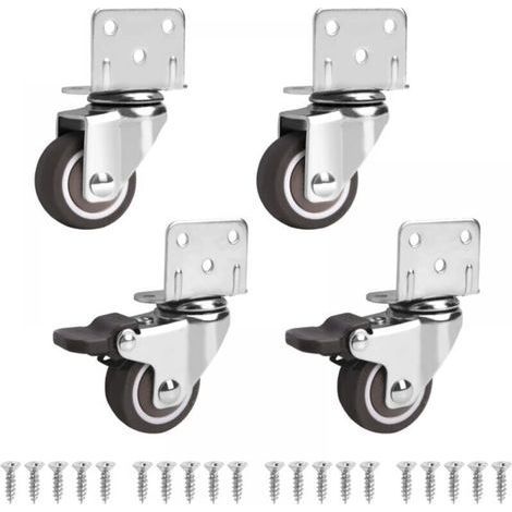 Juego de 4 ruedas giratorias para muebles, incluidas 2 con freno, ruedas para muebles pequeños de 32 mm, rotación de 360 ​​grados, capacidad de carga 60 kg, ruedas giratorias pequeñas para muebles, cu (1/5)