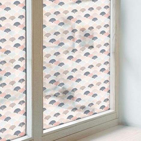 Sichtschutzfolie 50x116 cm Folie für Schlafzimmer PVC Sichtschutz Fenster Milchglas Selbstklebend Blickdicht Dekorfolie Dekorativ Fächermuster