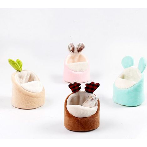Lot de 4 nids pour cochons d'Inde, hamac chaud pour hamster, maison douillette avec coussin amovible, abri pour cage, accessoire d'hiver pour petits animaux, lapin, furet, hérisson, chinchilla (1/5)