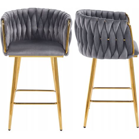 Tabouret gris velours H7-FX (G) (structure dorée) (1/5)