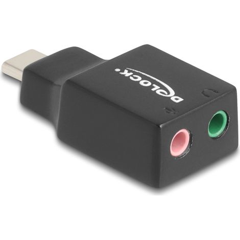 Delock Tarjeta de sonido USB Type-Câ¢ externa con adaptador de audio Plug & Play con conector estÃ©reo de 2 x 3,5 mm para PC, portÃ¡til y Mac