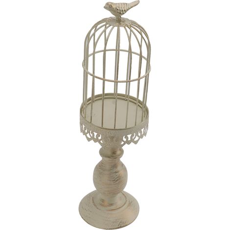 Bougeoir cage à oiseaux, en fer, style vintage, amovible et stable, décoration cage à oiseaux pour chambre, restaurant, L (1/5)