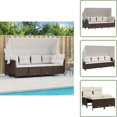 Salon de jardin avec coussins 5 pcs marron résine tressée - Ensemble Salon De Jardin - Meubles De Jardin - Salon De Jardin Pliable - Fauteuil De Jardin - Table Basse Jardin (1/5)