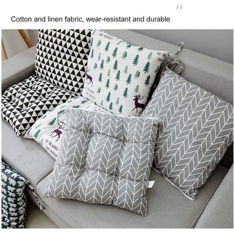 Coussins de chaise avec dossier - - Assise et dossier - Lot de 2 - 40x40x40 cm - Coton gris (1/4)