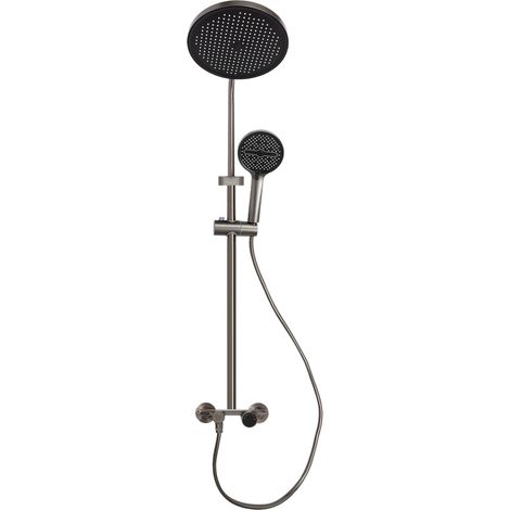 Douchette de tête et douchette à main, ensemble de douche mural - Gris, hauteur 110cm (1/5)