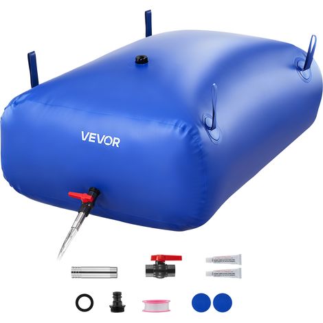 VEVOR Serbatoio dellAcqua per Carriola, 330 L Portatile e Pieghevole, Sacca per Acqua Dolce in PVC 1000D Resistente allUsura, per Rrigazione da Giardino, Camper, Uso di Emergenza, Blu