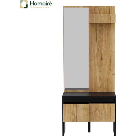 Porte-manteau en tissu naturel avec rangement 60 x 38 x 145 cm HOMAIRE (1/5)
