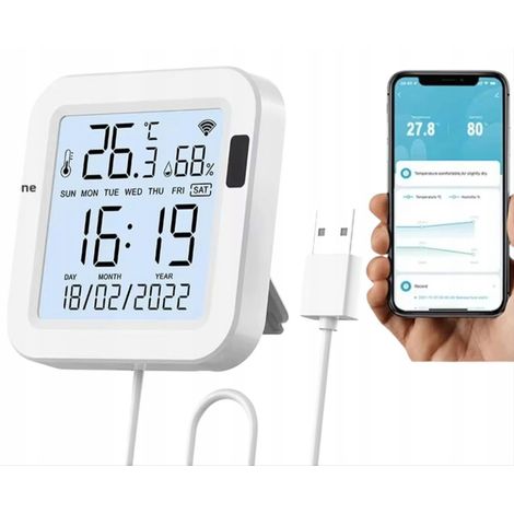 Capteur de température et d'humidité TH16, connectivité WiFi TUYA, affichage, alimentation secteur (1/5)
