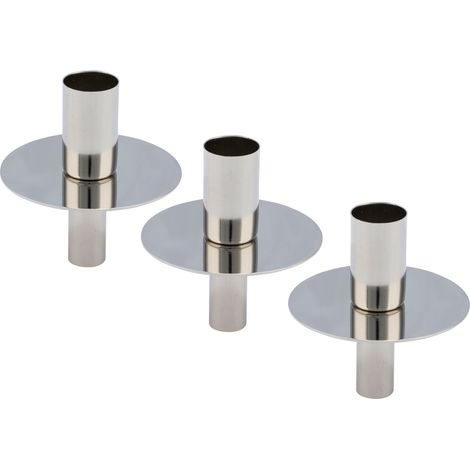 Flaschen Kerzenhalter silber - 3er Set / 8 cm - Staberkezen Ständer Tafelkerzen Leuchter aus Metall