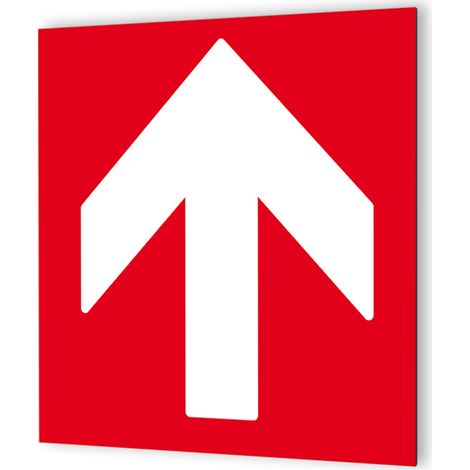 Pictogramme lutte incendie - Panneau signalétique Dibond blanc - Flèche directionnelle haut - 20x20 cm, épaisseur 3 mm (1/5)
