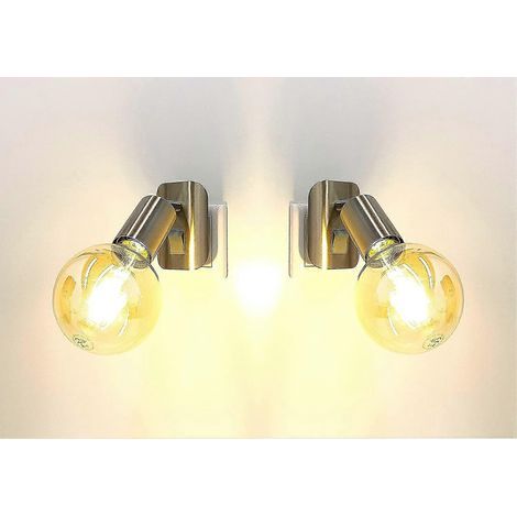 Douille LED 11-260A en nickel mat avec 1 ampoule LED E27 dorée 2500K blanc chaud 4 watts ANNA Applique murale (1/5)