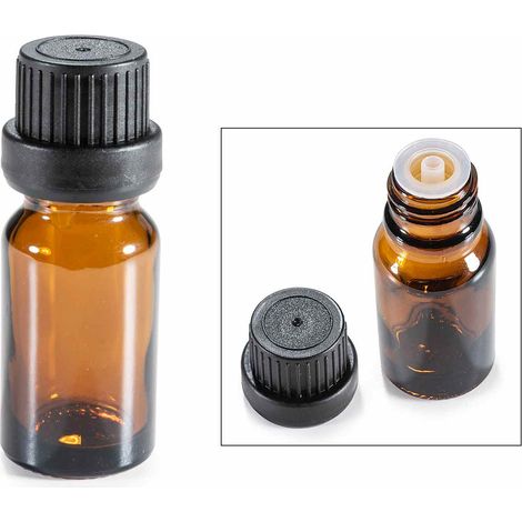 Flaconcini per fragranze in vetro ambra da 10 ml dotato di dosatore interno a goccia e tappo a vite, set da 48 pezzi, Ø 2,5 cm x 6,5 H
