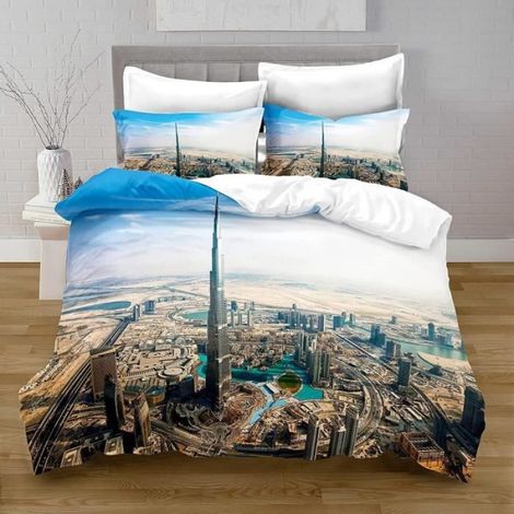 Housse De Couette - 220 X 240 Cm - Ville Dans Le Désert Dubaï - Avec 2 Taies Doreiller (1/5)